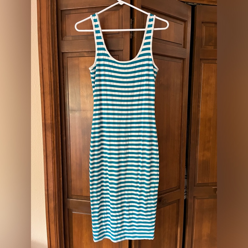Blue Striped Bebe Bodycon dress